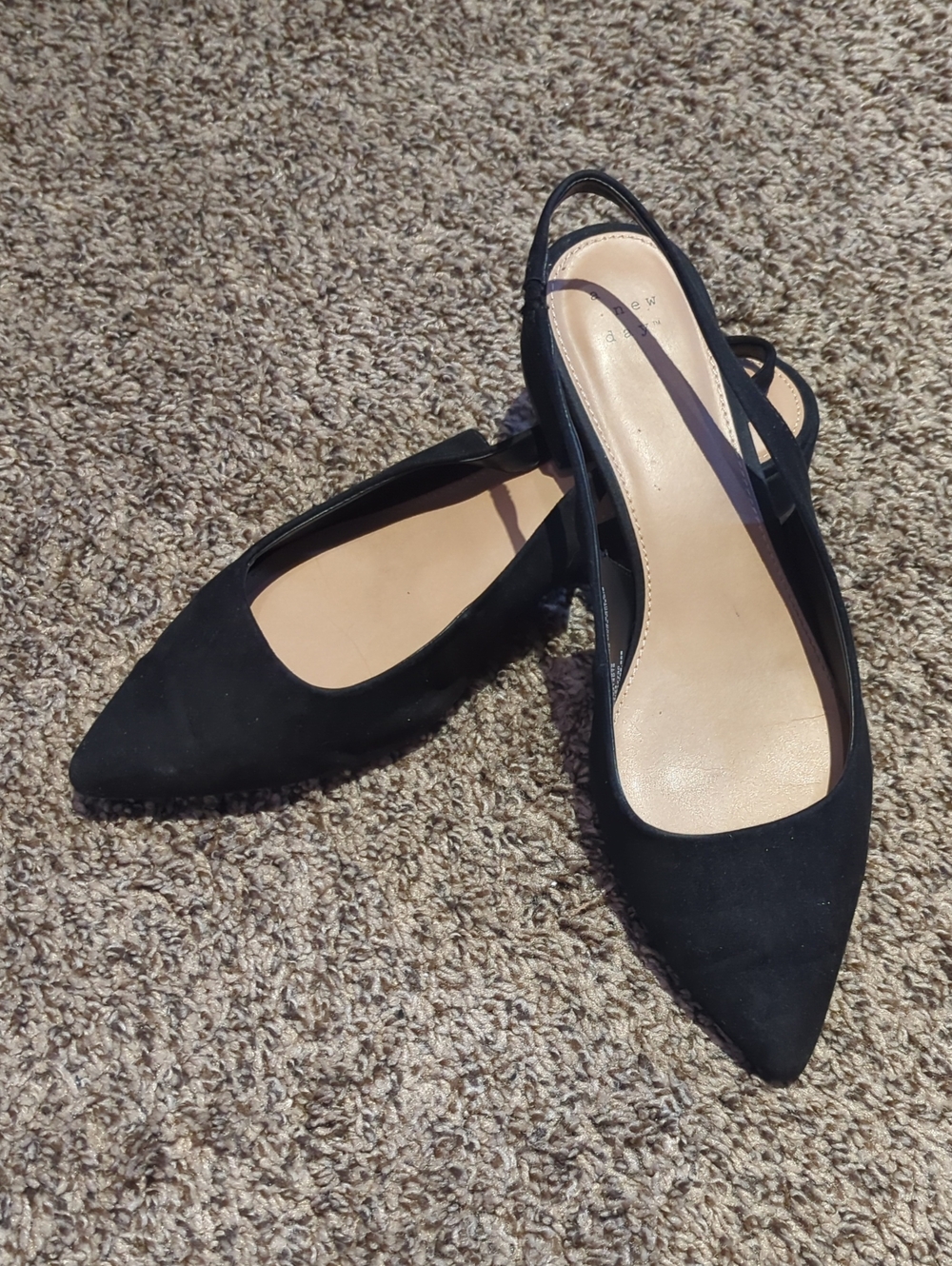 a new day Black Pointed Slingback Flats